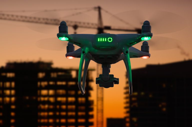 Drone In The Air Over Buildings